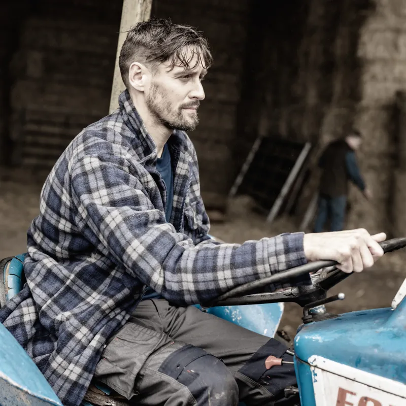 Hoggs Of Fife Caithness Fleece Work Shirt - Navy/ Grey-1